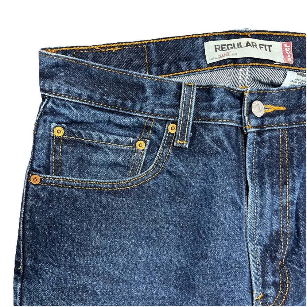 Levi's 505 Men's Jeans 32x34 Regular Fit Straight Leg Dark Indigo‎ Blue Denim